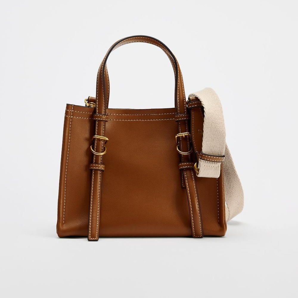 Zara Mini Shopper Tote in Dark Tan